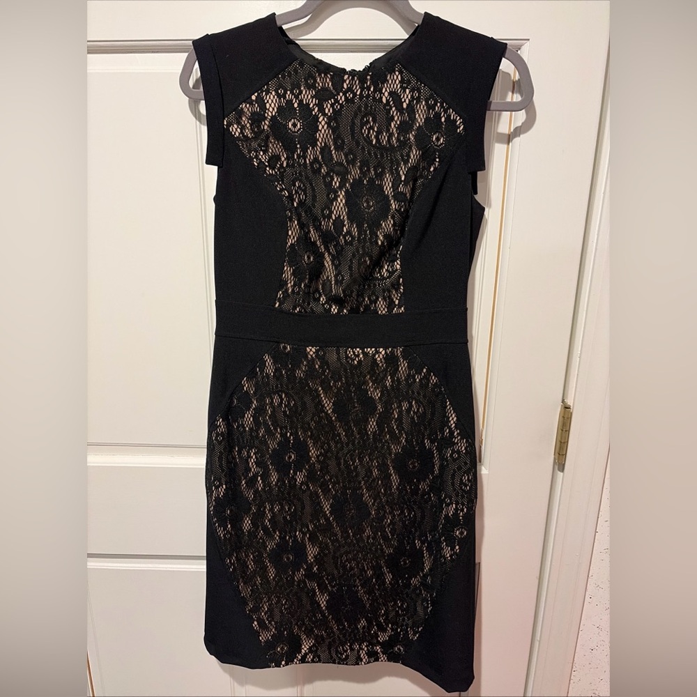 Adrianna Papell Black Lace Midi Dress